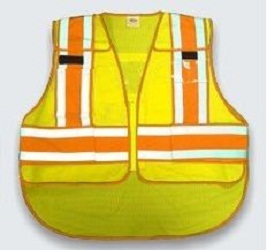 Public Safety Vest Orange w/Reflective Stripes - 6 Count